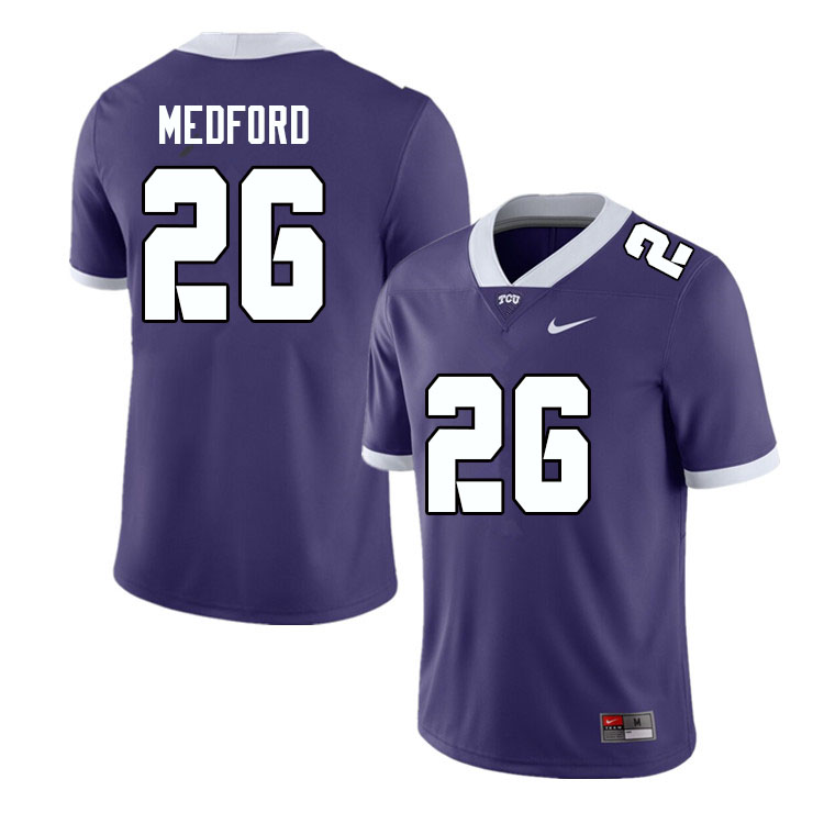Men #26 Caleb Medford TCU Horned Frogs College Football Jerseys Sale-Purple - Click Image to Close
